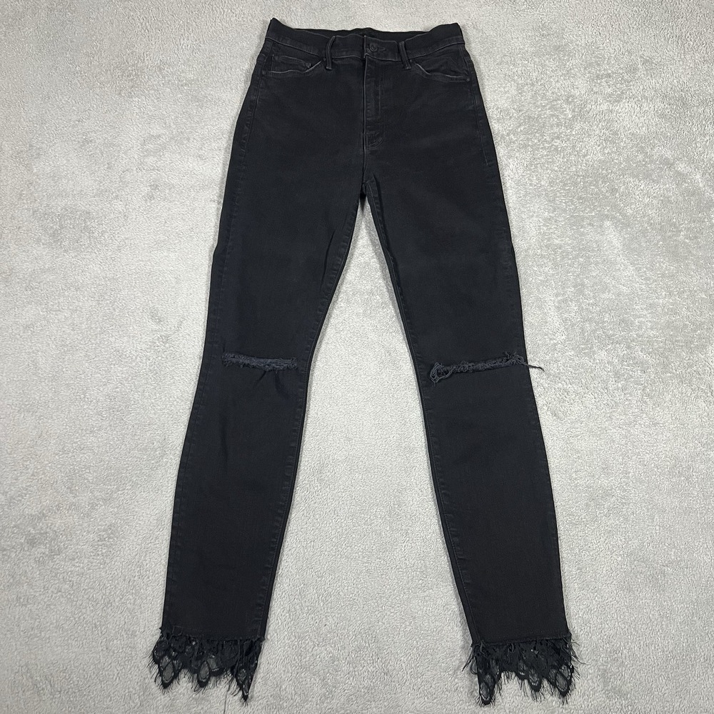 Mother Jeans Women 27 The Swooner Dagger Ankle Fray Baa Baa Black Sheep